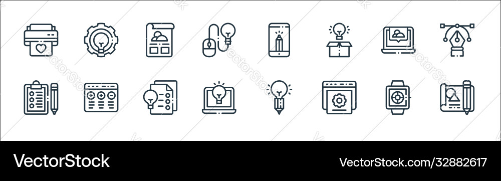 Design thinking line icons linear set quality Design thinking line icons linear set quality vector image