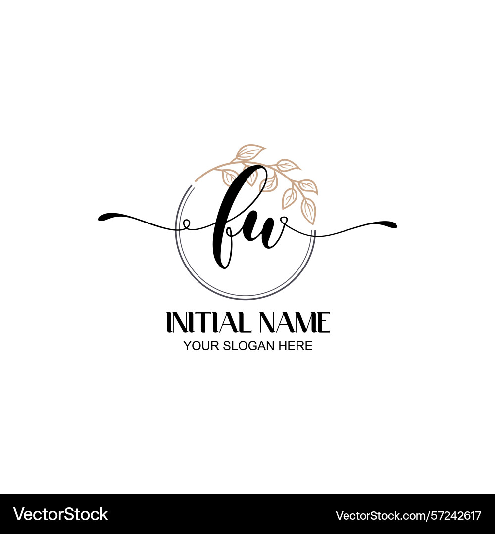 Elegant fu initial logo design with botanical Elegant fu initial logo design with botanical vector image