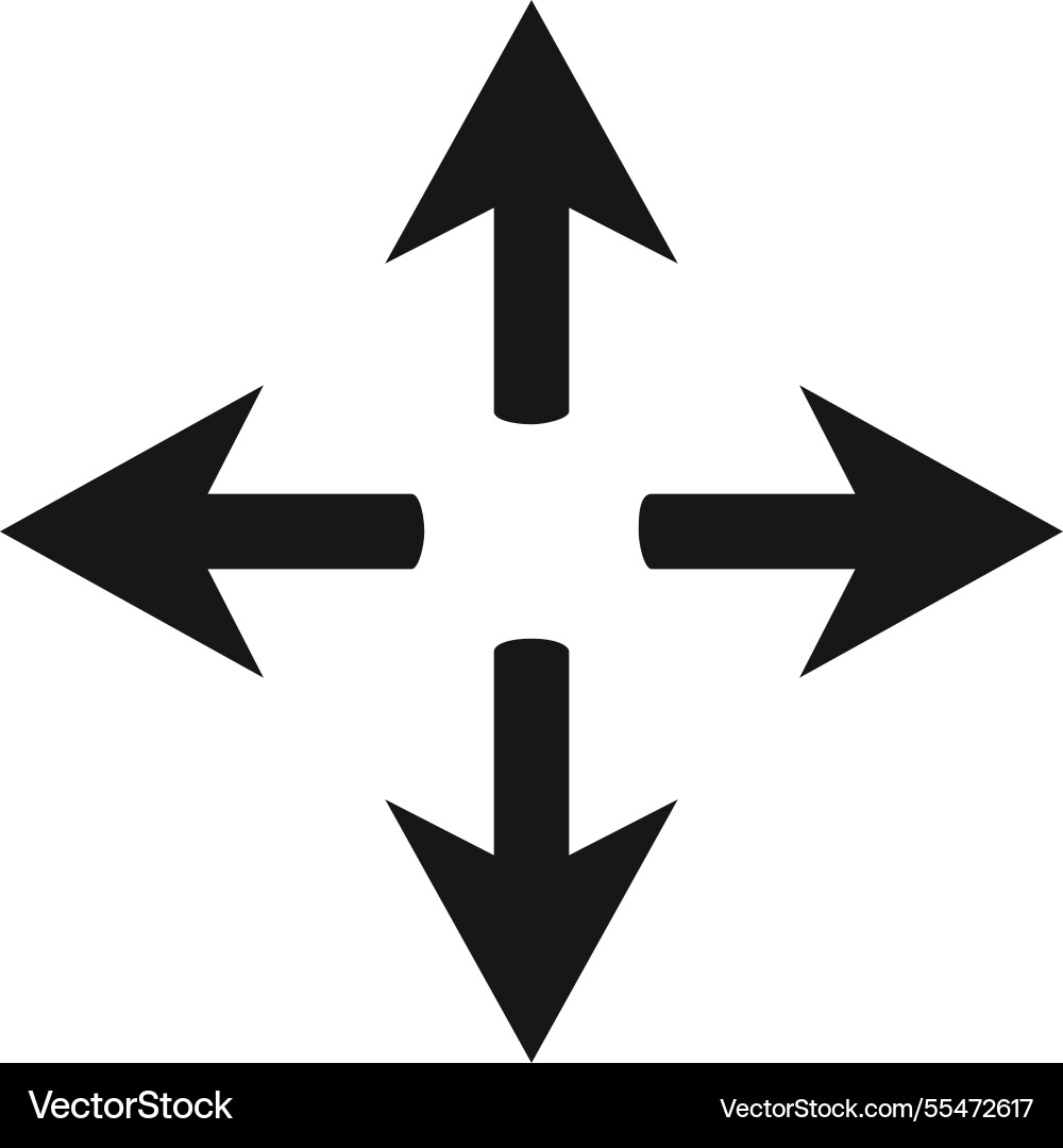 Four thick black arrows pointing in all Four thick black arrows pointing in all vector image