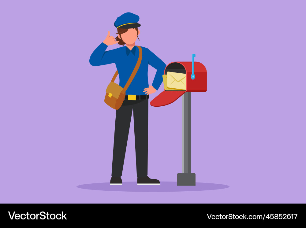 Graphic flat design drawing active postwoman Graphic flat design drawing active postwoman Vector Image