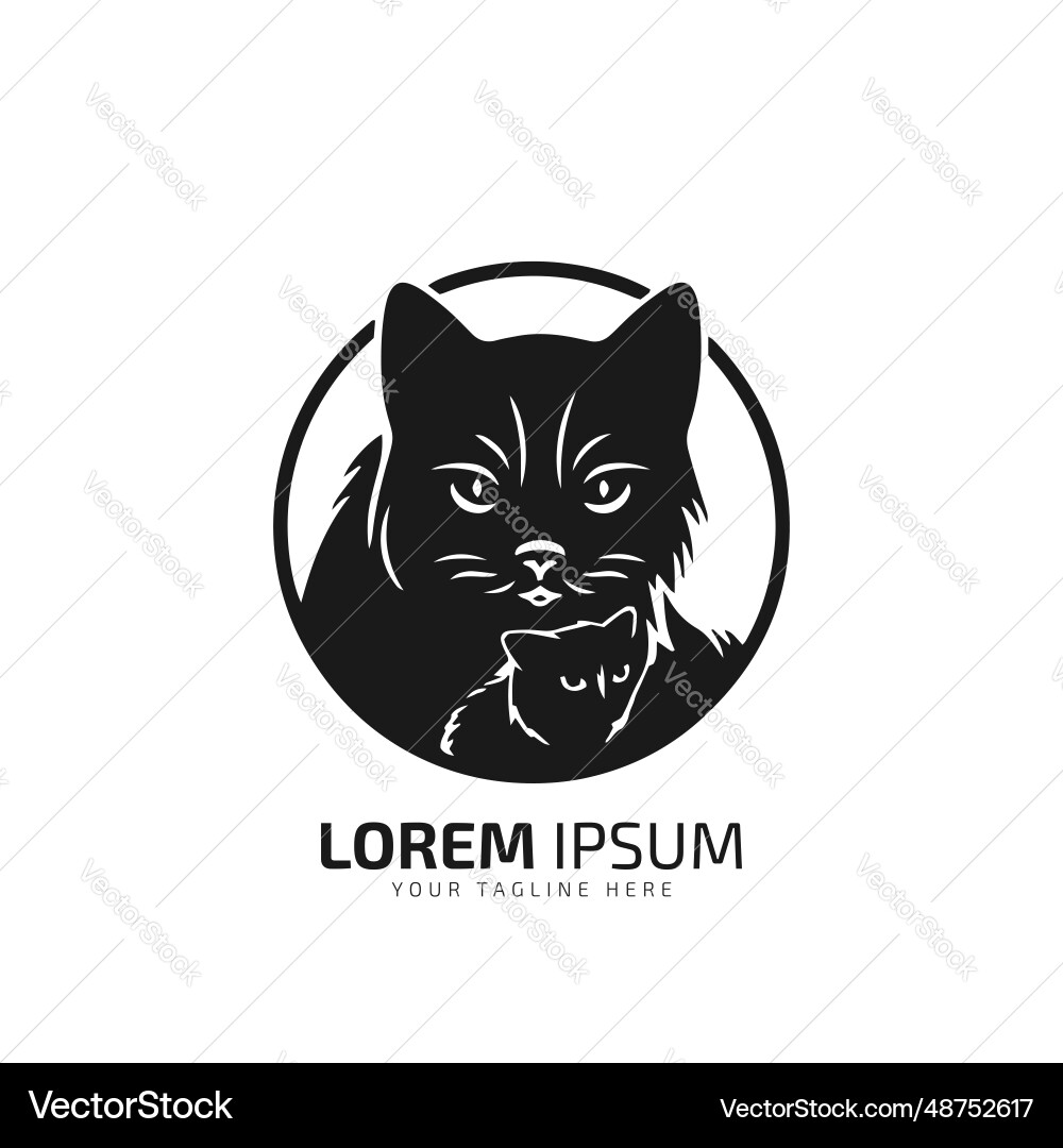 Minimal and abstract logo of cat icon Vector Image