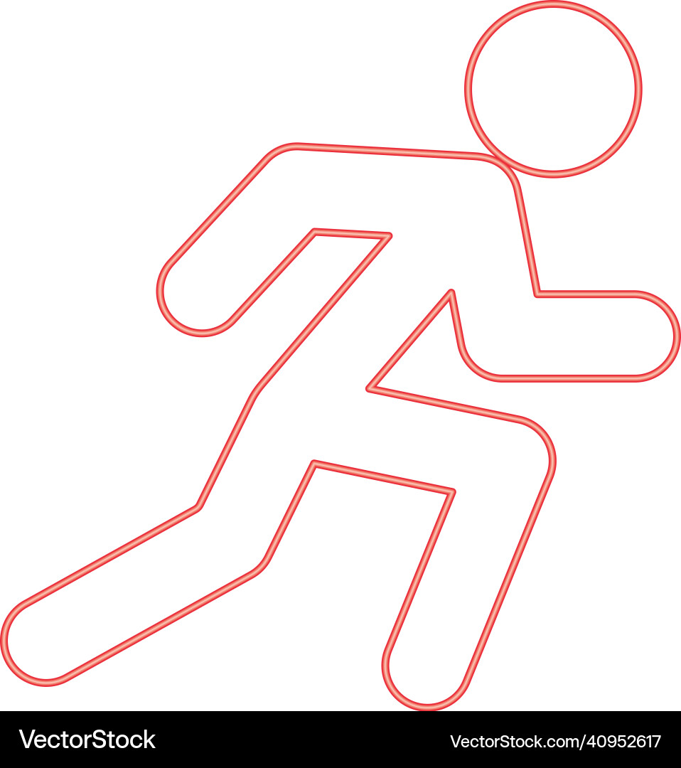 Neon run man red color image flat style Neon run man red color image flat style vector image