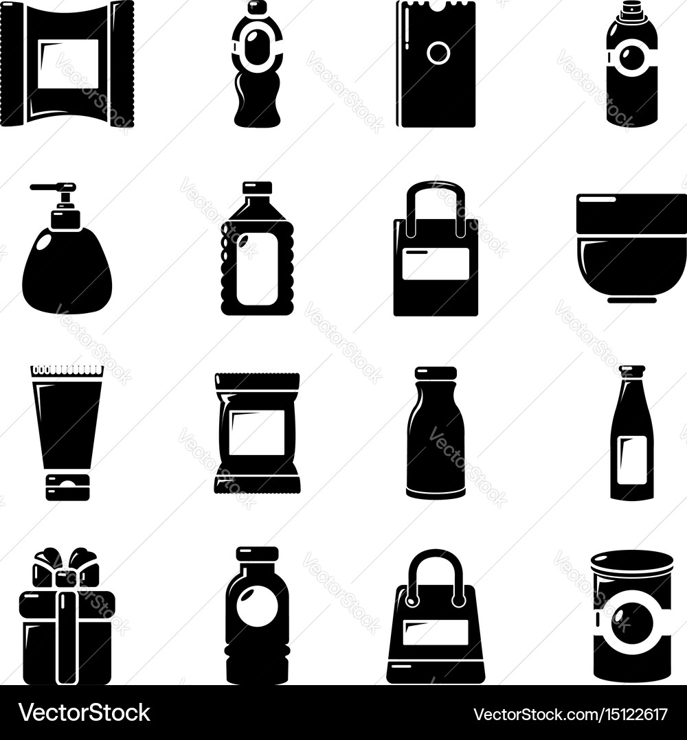 Packagiong store shop icons set simple style Vector Image