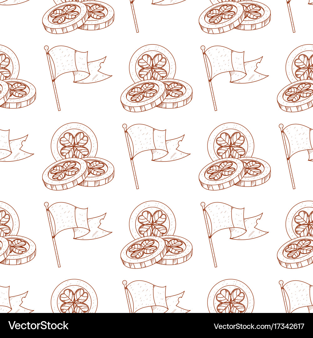 Seamless pattern with a flag and three golden vector image