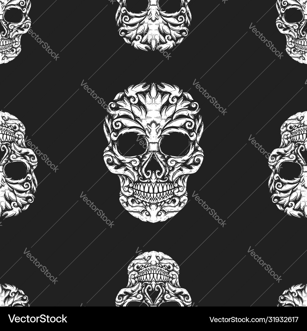 Seamless pattern with sugar skulls design element Seamless pattern with sugar skulls design element vector image