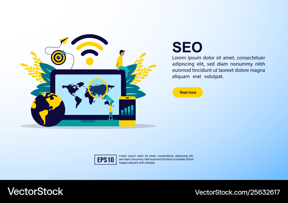 Seo concept with icon and character template Vector Image