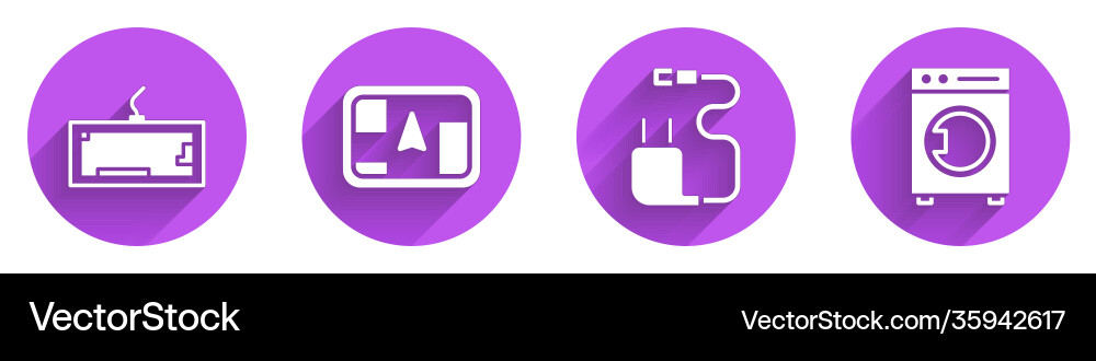 Set keyboard gps device with map charger Set keyboard gps device with map charger vector image