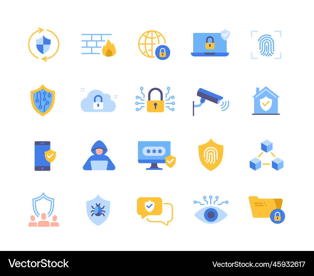Set of security colorful icons Set of security colorful icons vector image
