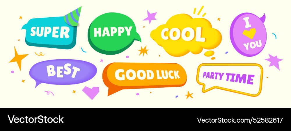 Set of speech bubble chat box in bright color Vector Image
