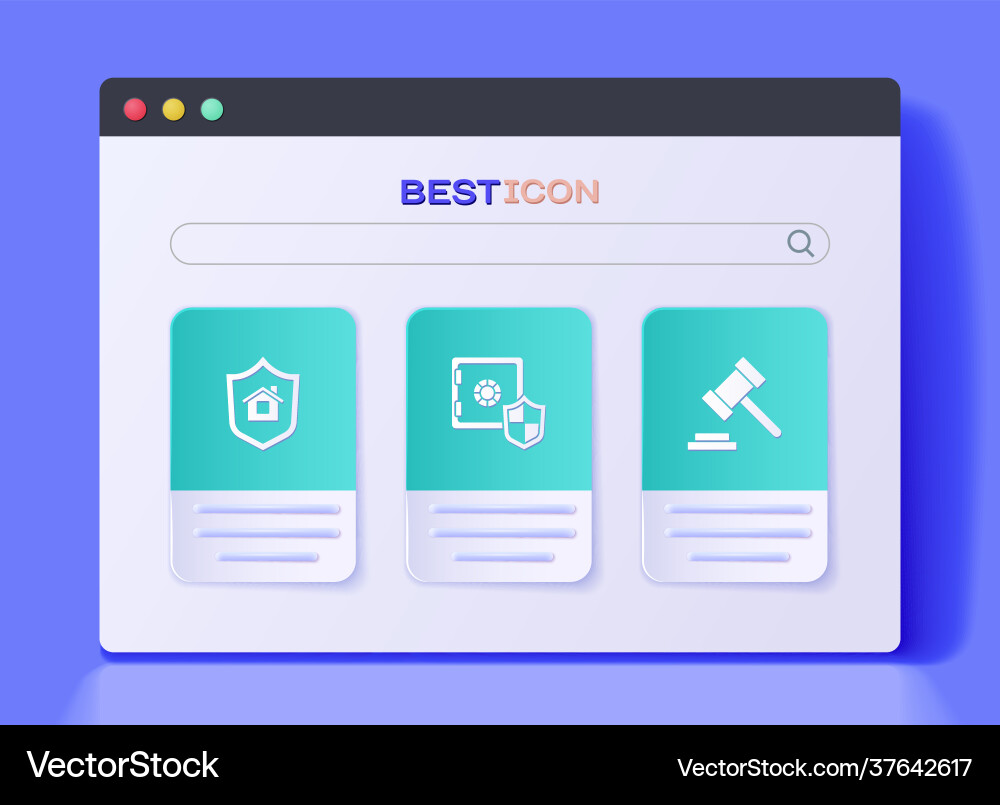 Set safe with shield house and judge gavel icon Set safe with shield house and judge gavel icon vector image
