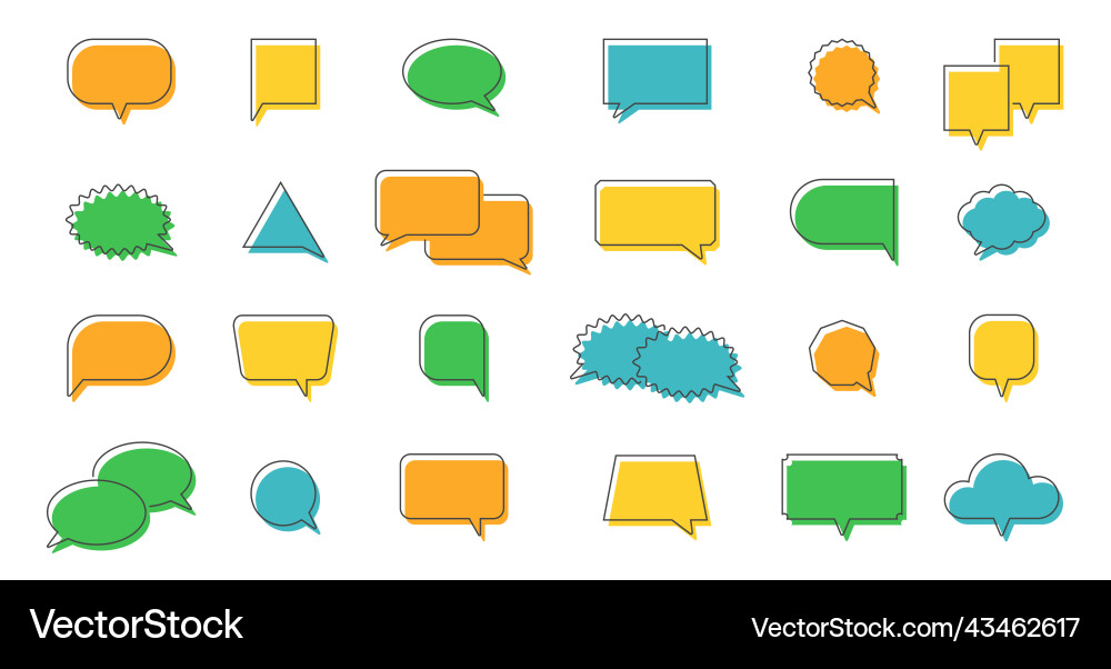 Speech balloon icons set speak line color text Speech balloon icons set speak line color text vector image