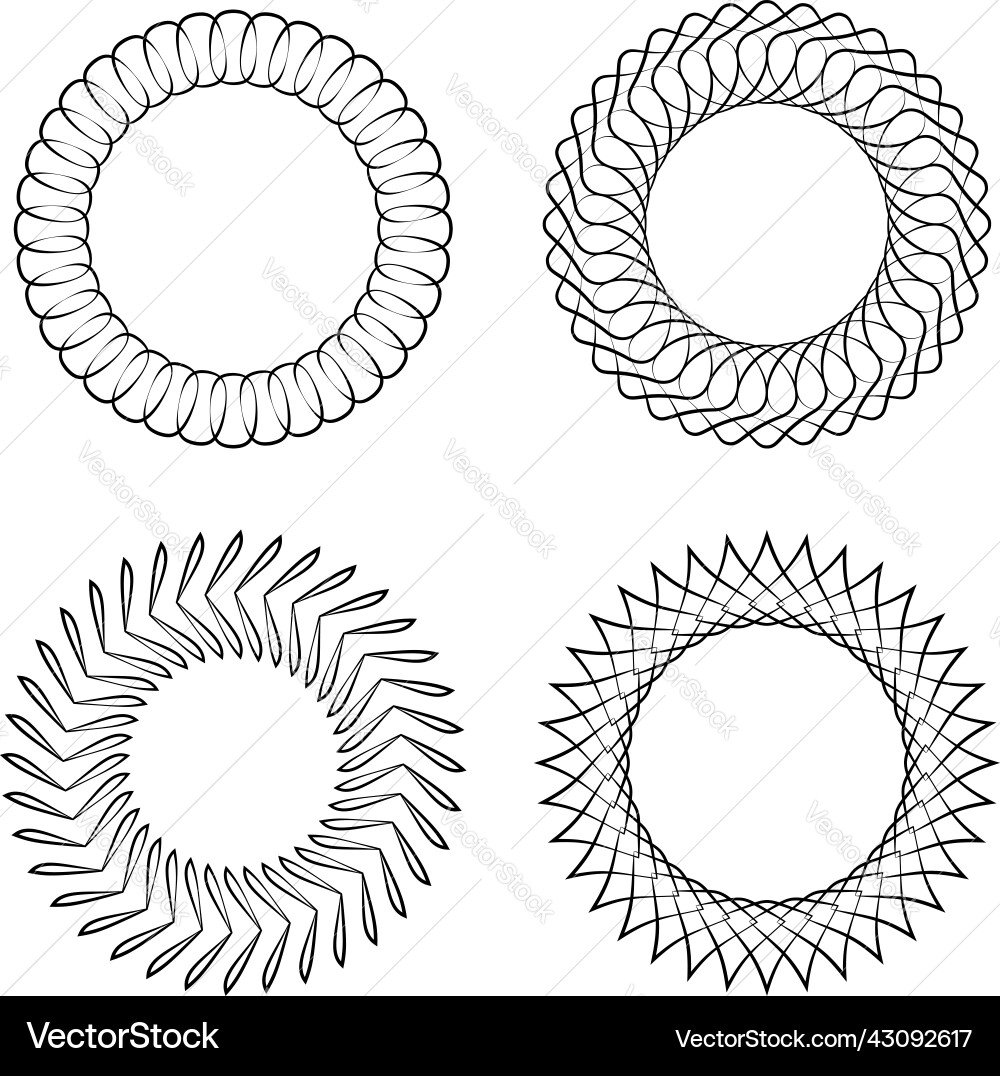 Thin line round circular mandala motif pattern vector image