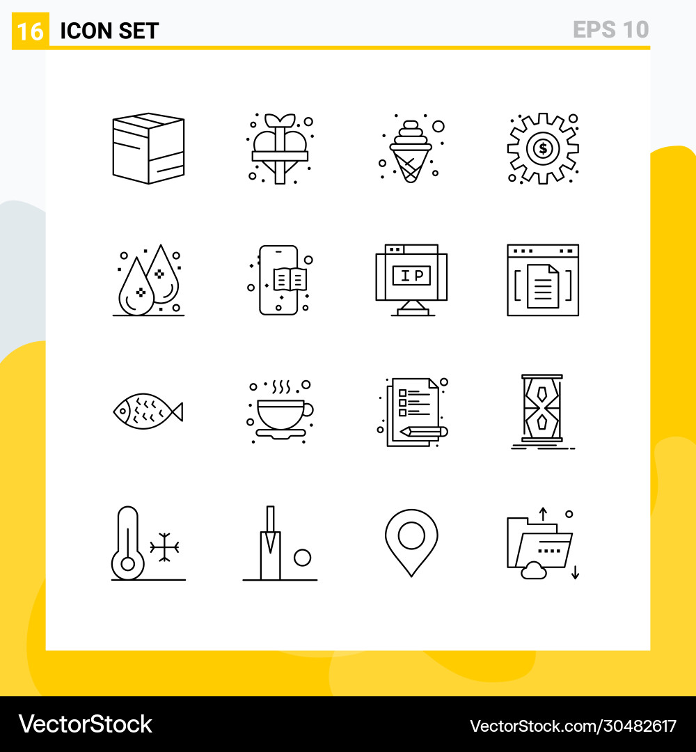 User interface pack 16 basic outlines vector image