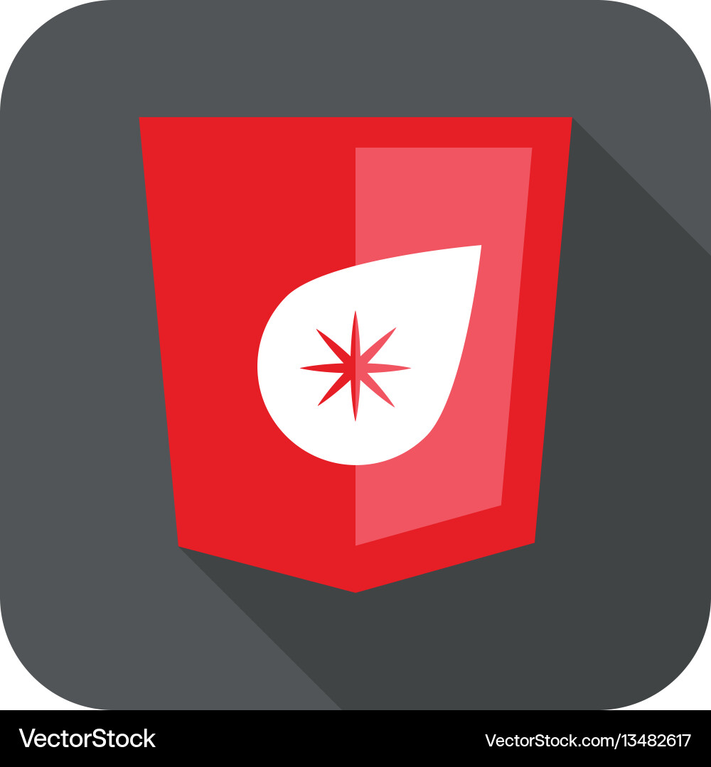Web development shield red drop star sign isolated Web development shield red drop star sign isolated vector image