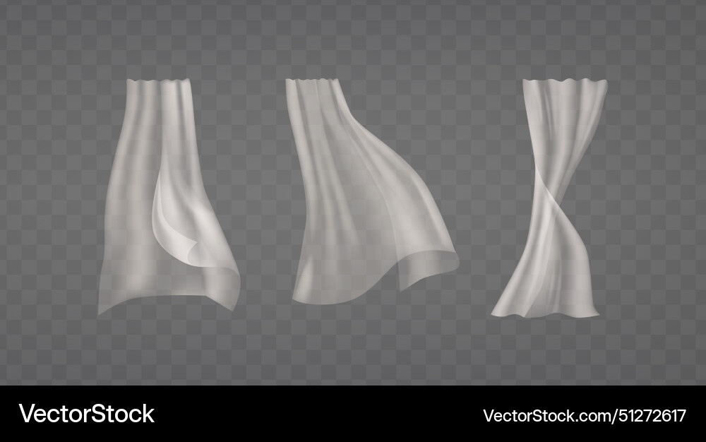 White curtains isolated on a transparent Vector Image