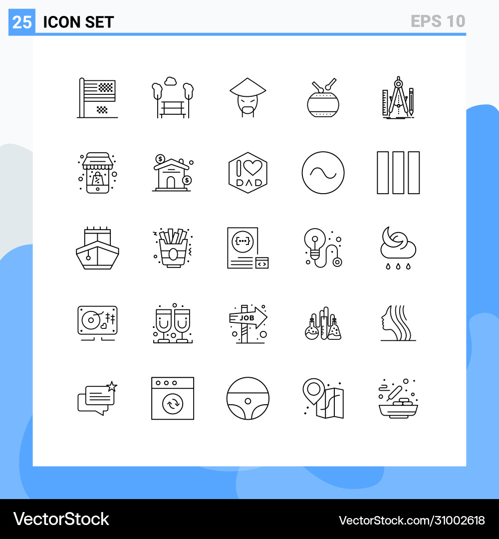 25 universal lines set for web and mobile vector image