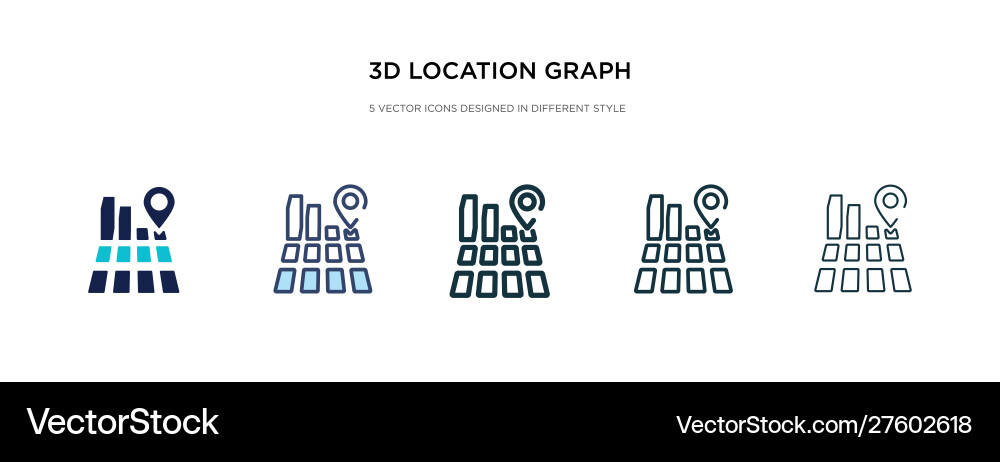 3d location graph icon in different style two 3d location graph icon in different style two vector image