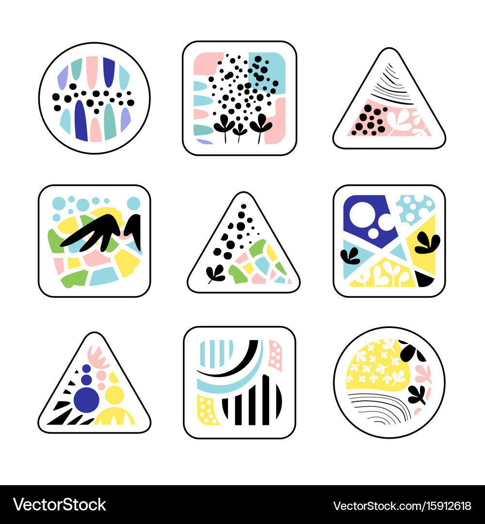 Abstract geometric textures in a triangle square vector image