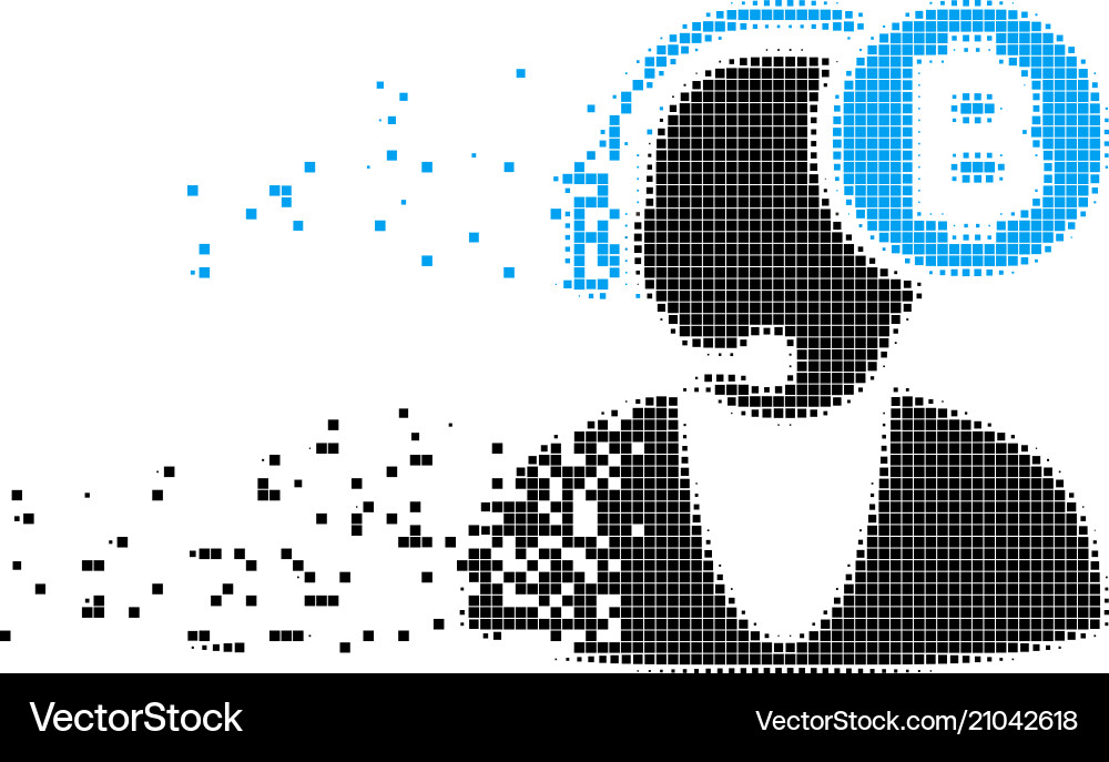 Bitcoin operator destructed pixel icon vector image