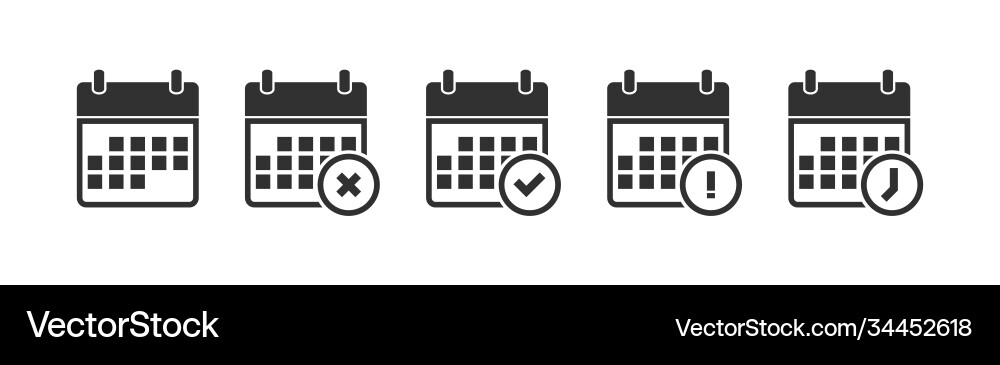 Calendar whit mark check cross and exclamation Calendar whit mark check cross and exclamation vector image