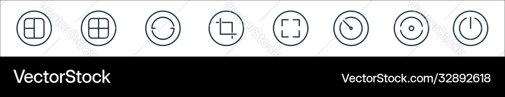 Camera line icons linear set quality Camera line icons linear set quality Vector Image