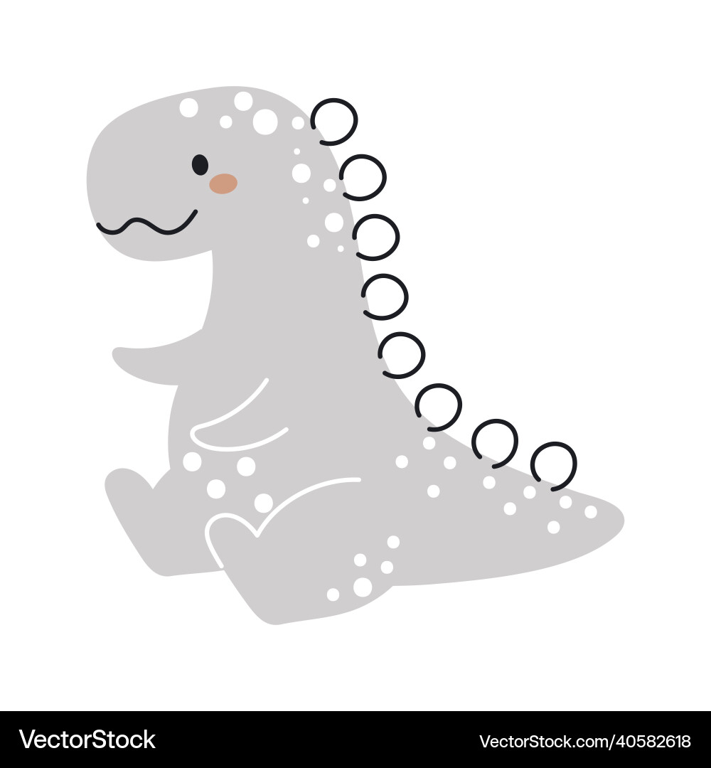 Cute grey dinosaur in scandinavian funny Cute grey dinosaur in scandinavian funny vector image