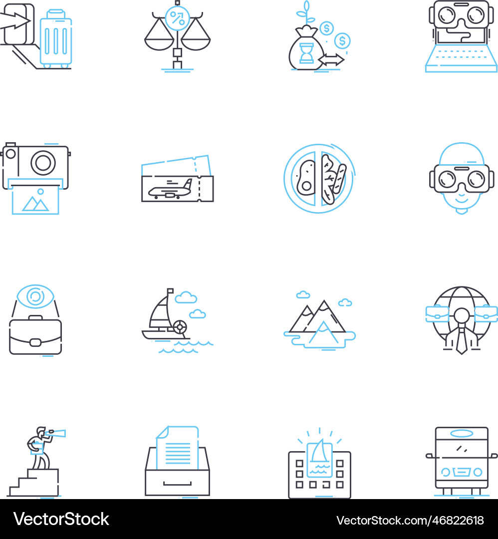 Cyberspace realm linear icons set virtuality Vector Image