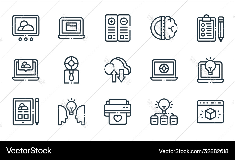 Design thinking line icons linear set quality Design thinking line icons linear set quality vector image