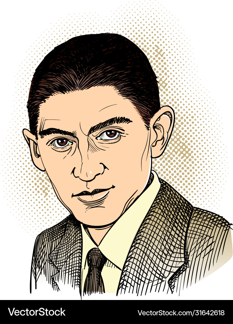 Franz Kafka Portrait - Line Art vector image