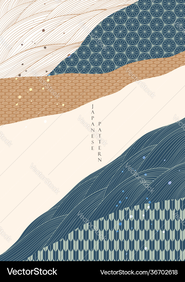 Japanese pattern with hand drawn wave elements Japanese pattern with hand drawn wave elements vector image