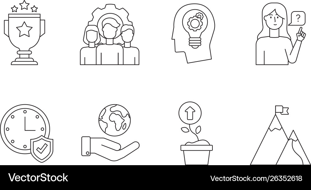 Linear core values black icons Linear core values black icons vector image
