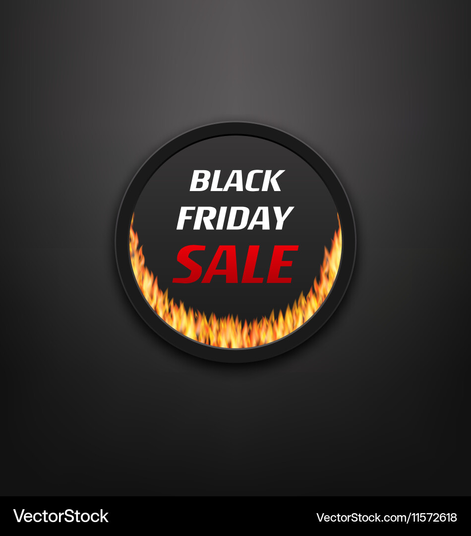 Round frame or web button with fire flame Vector Image
