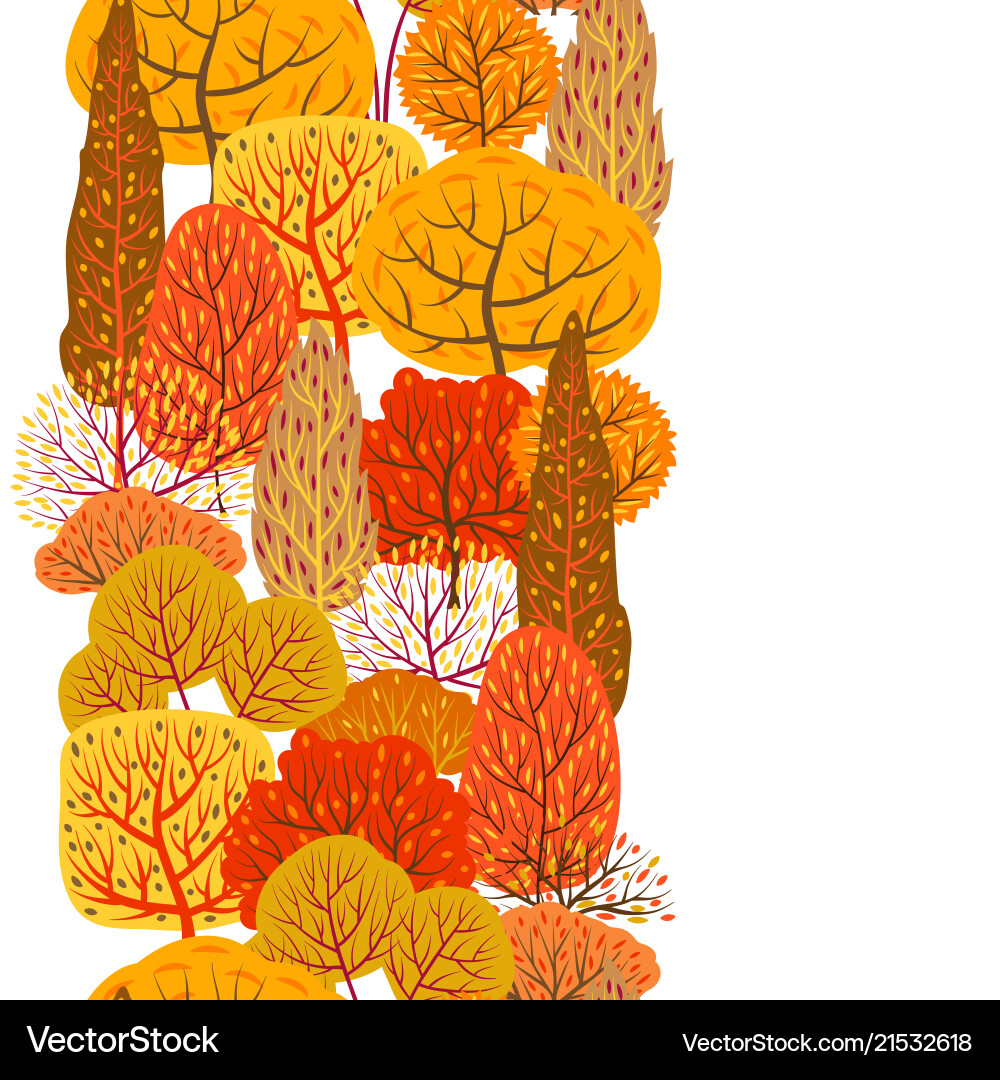 Seamless pattern with autumn stylized trees vector image