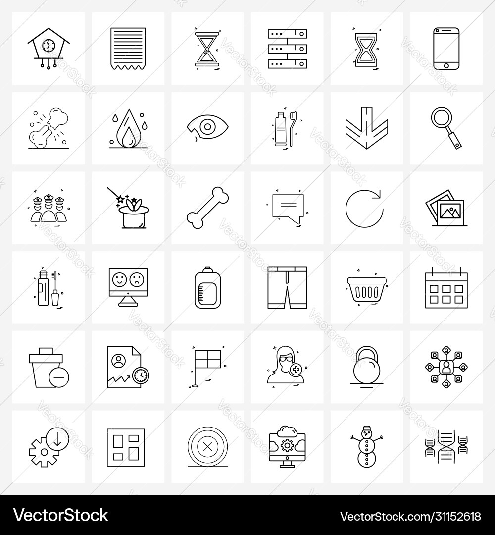 Set 36 simple line icons wait miscellaneous Vector Image