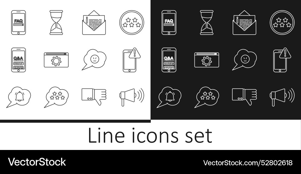 Set line megaphone mobile with exclamation mark Set line megaphone mobile with exclamation mark Vector Image