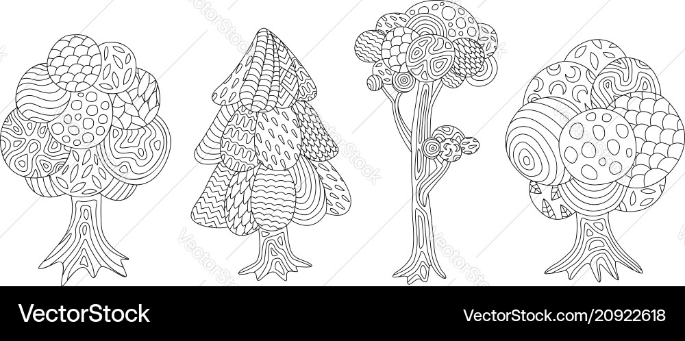Set with isolated trees Set with isolated trees Vector Image