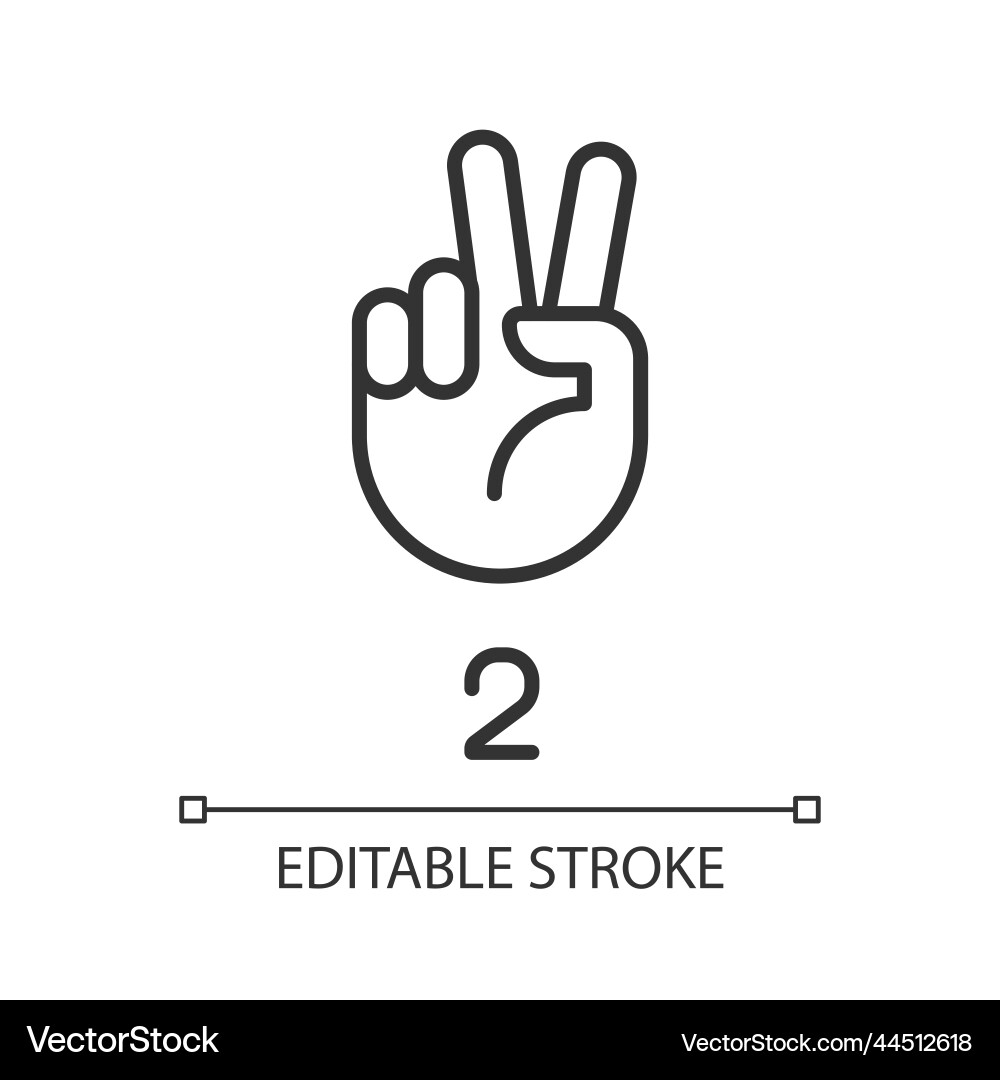 Signing digit two in asl pixel perfect linear icon Signing digit two in asl pixel perfect linear icon vector image
