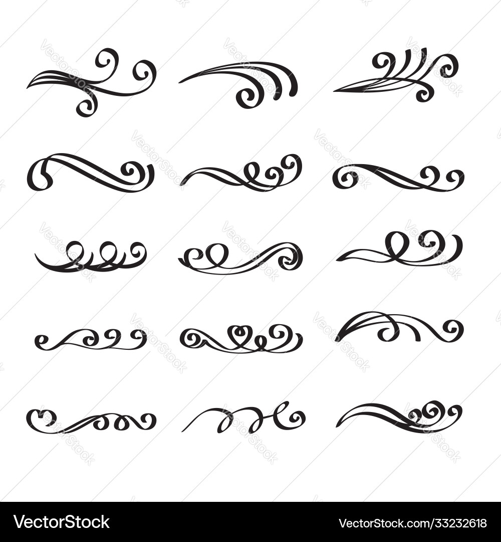 Swirly line curl patterns isolated on white Swirly line curl patterns isolated on white vector image