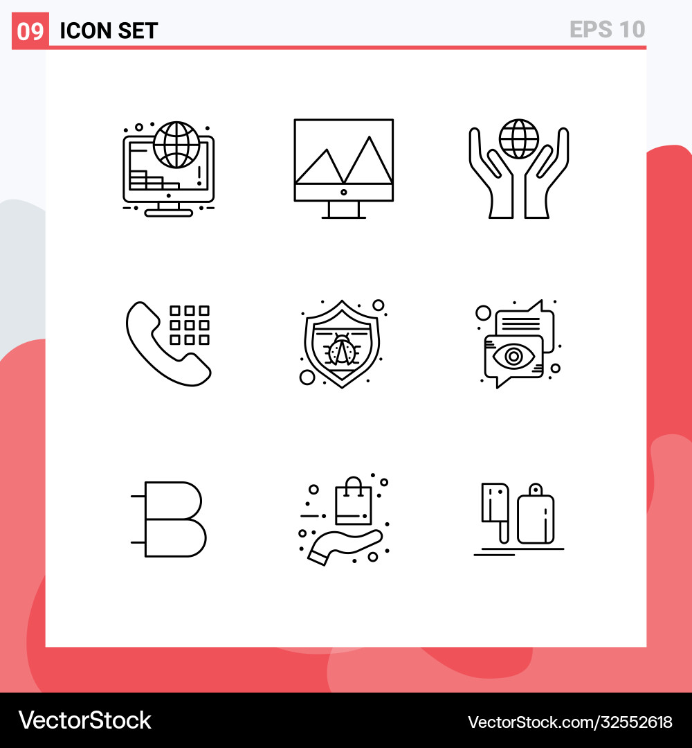 User interface pack 9 basic outlines bug Vector Image