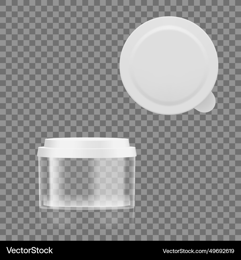 3d empty transparent round container with cap Vector Image