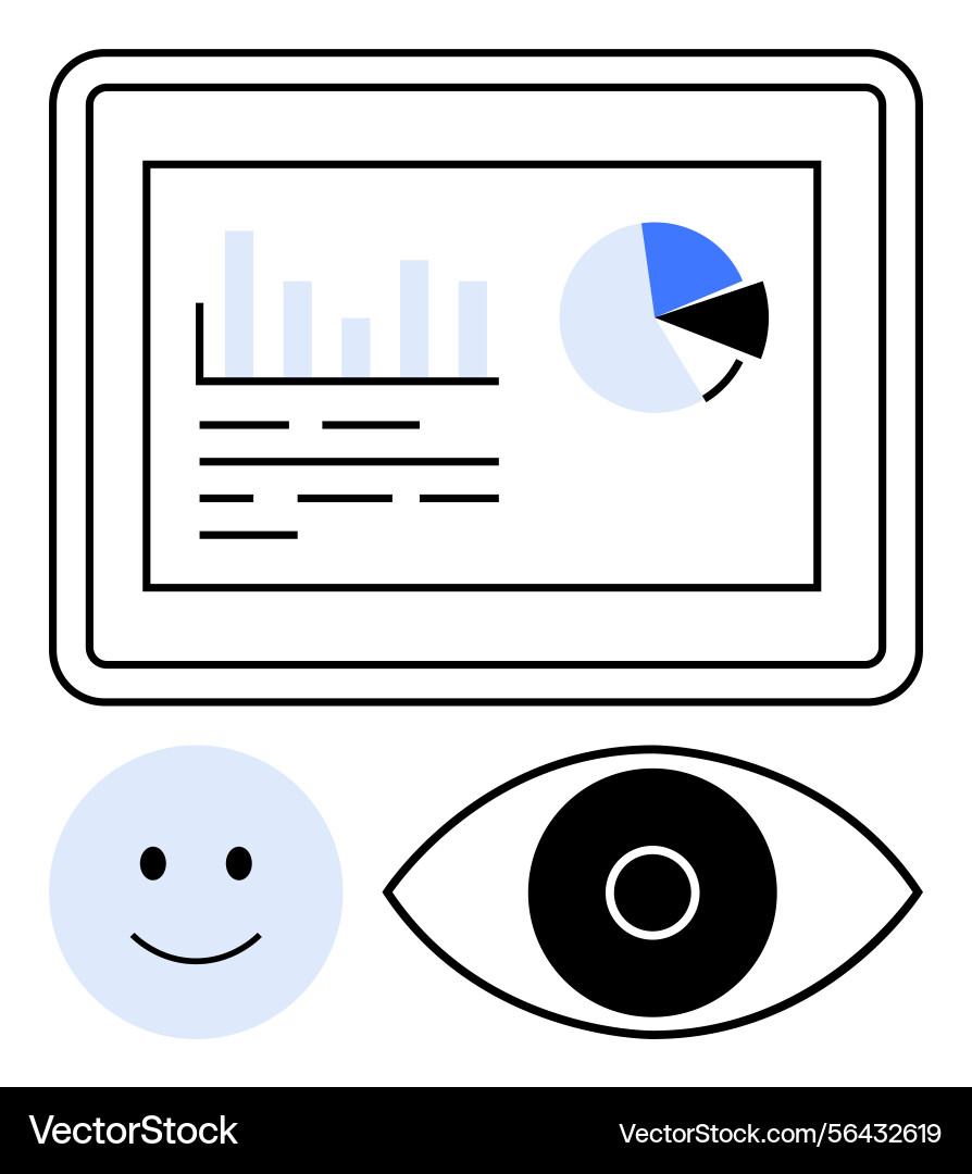 Dashboard display with analytics happy face Dashboard display with analytics happy face vector image