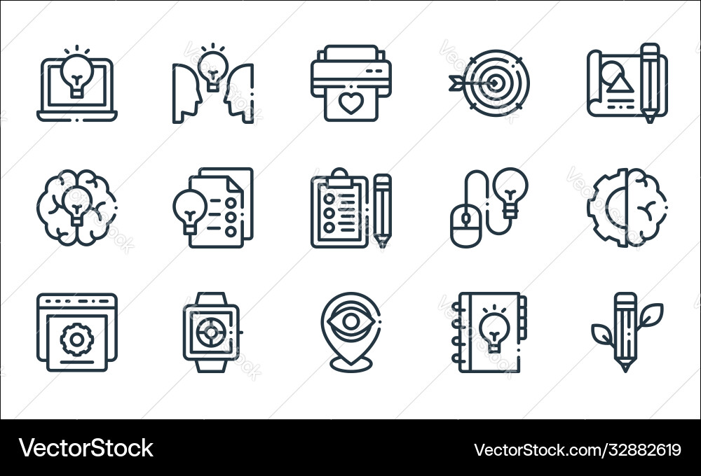 Design thinking line icons linear set quality Vector Image