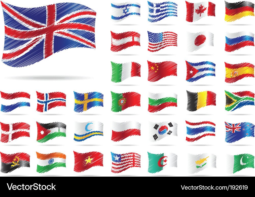 Diverse National Flags Collection vector image