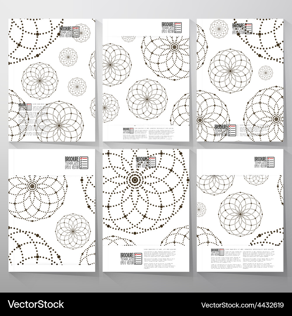 Dotted pattern with circles and nodes brochure Vector Image