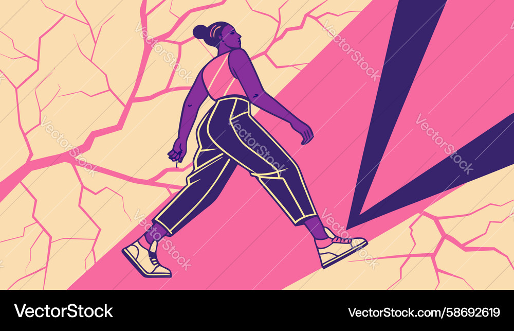 Dynamic strides man moving through abstract lines Vector Image