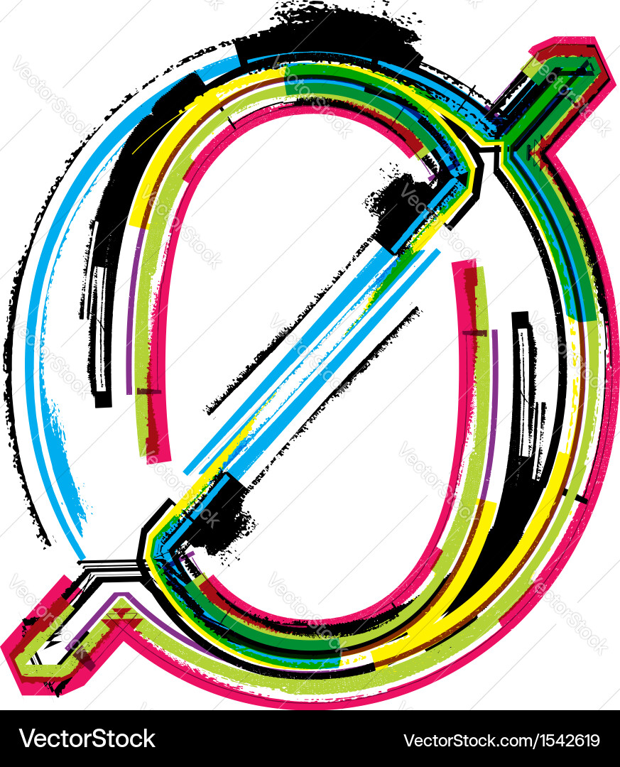 Grunge colorful font number 0 vector image