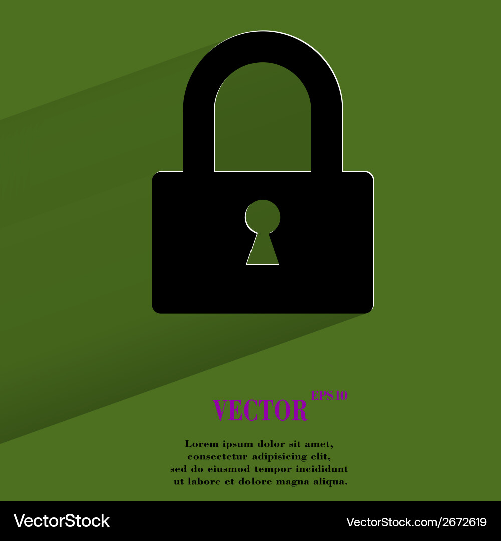 Modern Padlock Icon with Shadow vector image