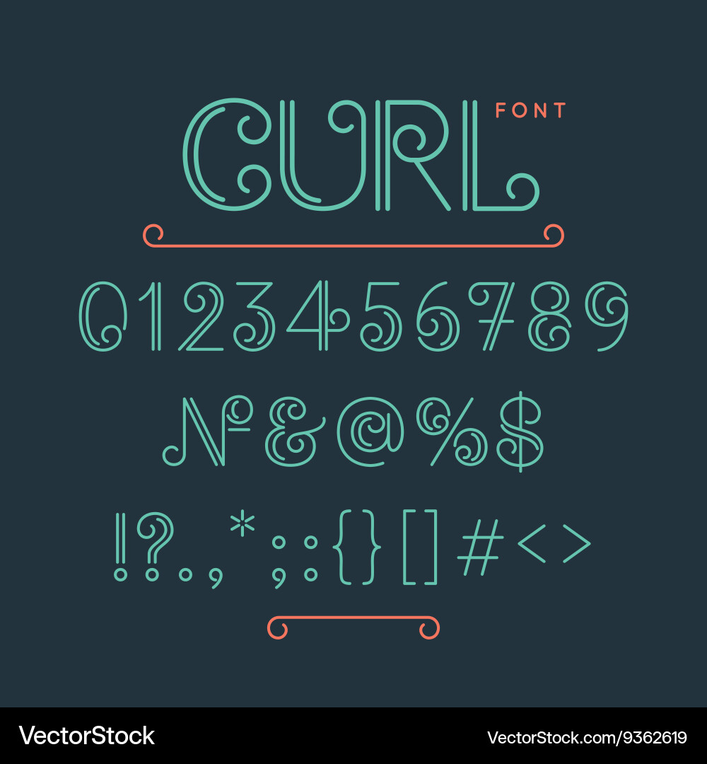 Numbers and extra characters for a font vector image