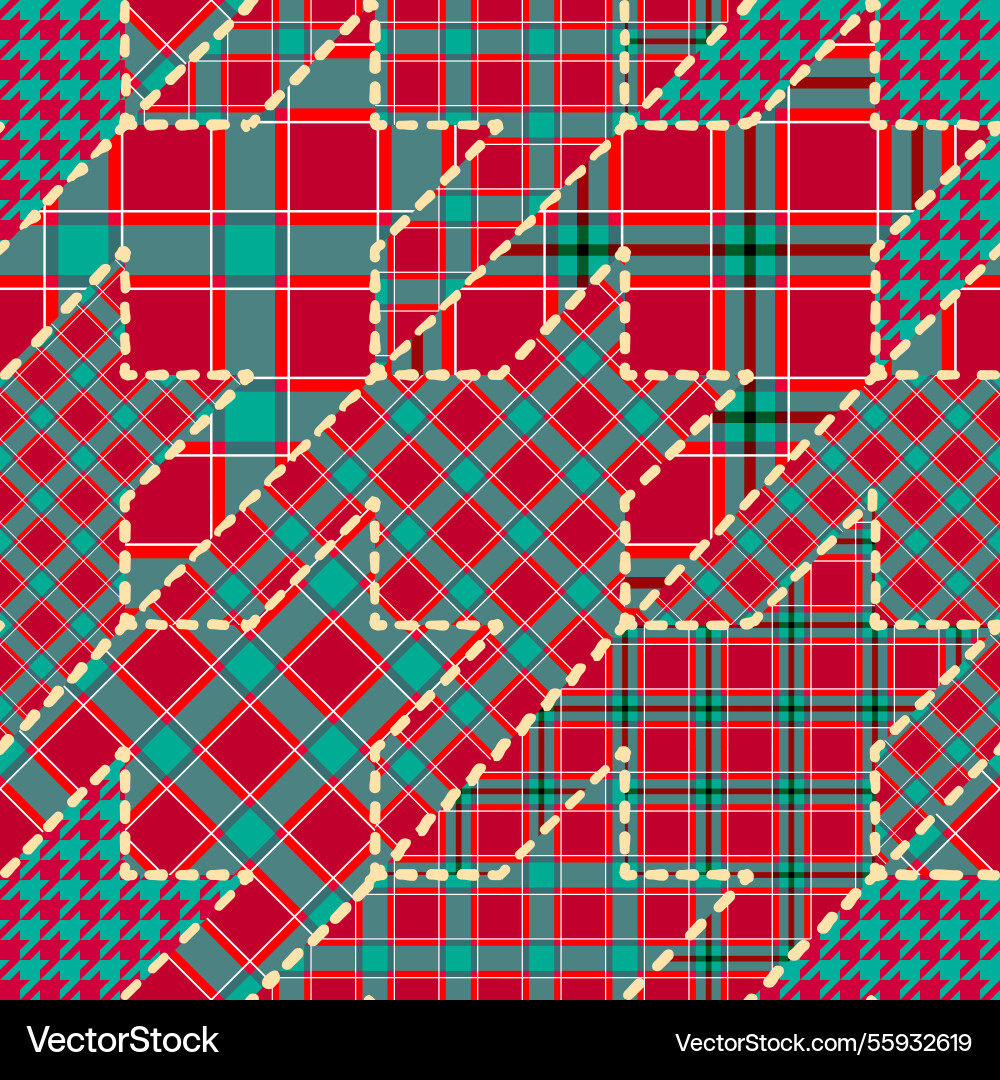 Patchwork textile pattern seamless quilting Patchwork textile pattern seamless quilting vector image