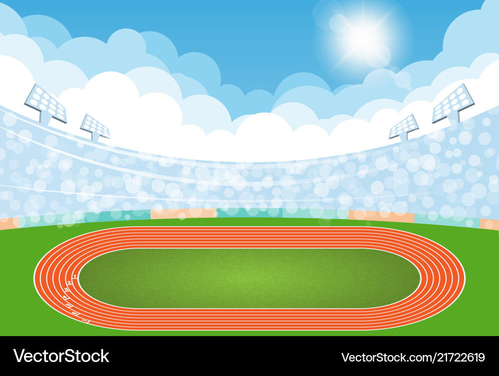 Running track arena field with day design Running track arena field with day design vector image